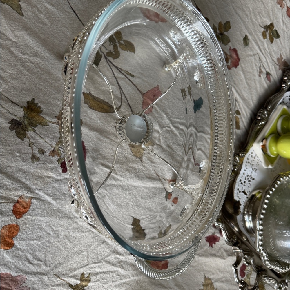 Elegant Silver and Glass Serving Tray
